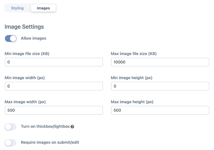 image settings